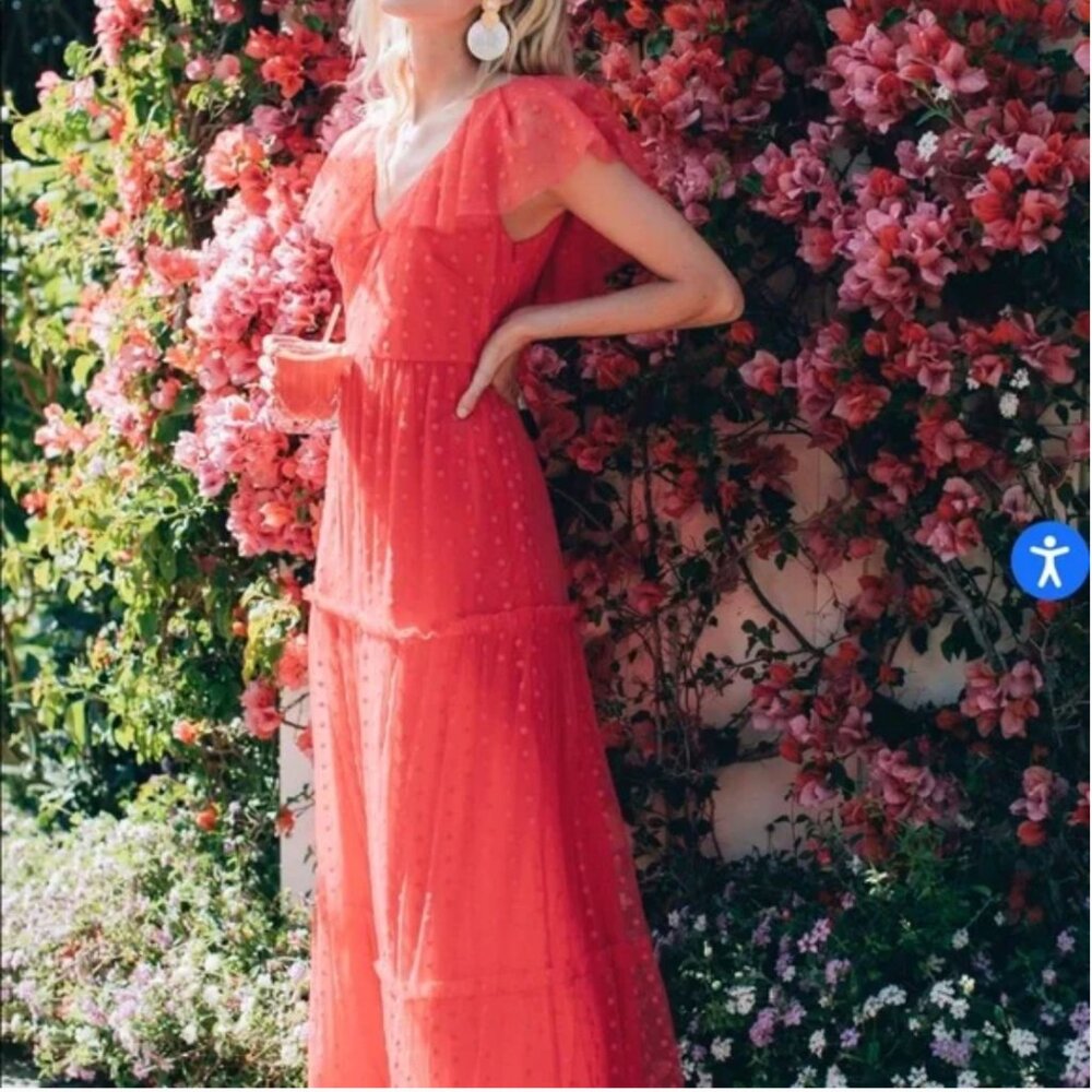 NWT Tuckernuck Giselle Gown Pink Tulle in Poppy Pink size Medium - Picture 2 of 13